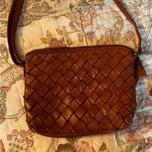 Valencia woven leather crossbody bag